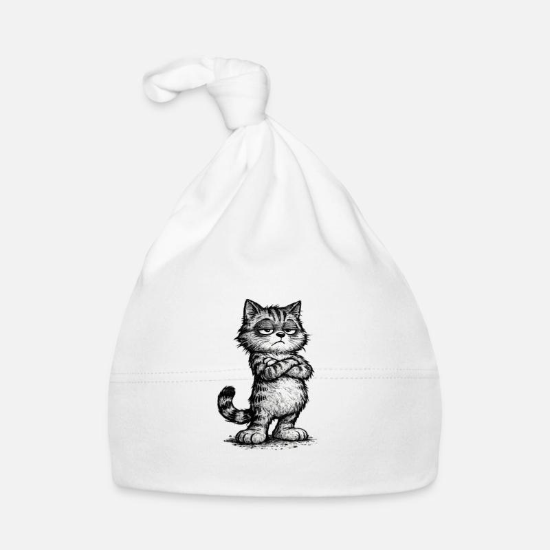 Grumpy Katze – Chef Vibes (Sketch Attitude) - Bonnet bio Bébé - blanc