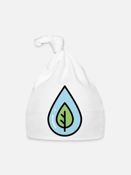 Éco de feuilles à goutte d’eau - Bonnet bio Bébé - blanc - Devant