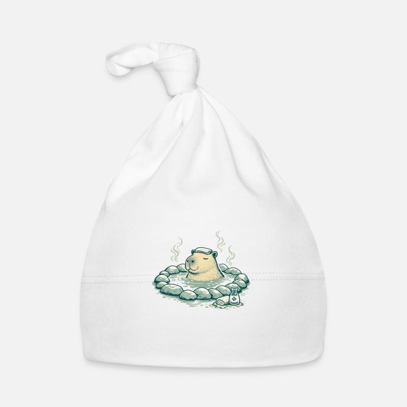Capybara in the spring bath Organic Baby Cap