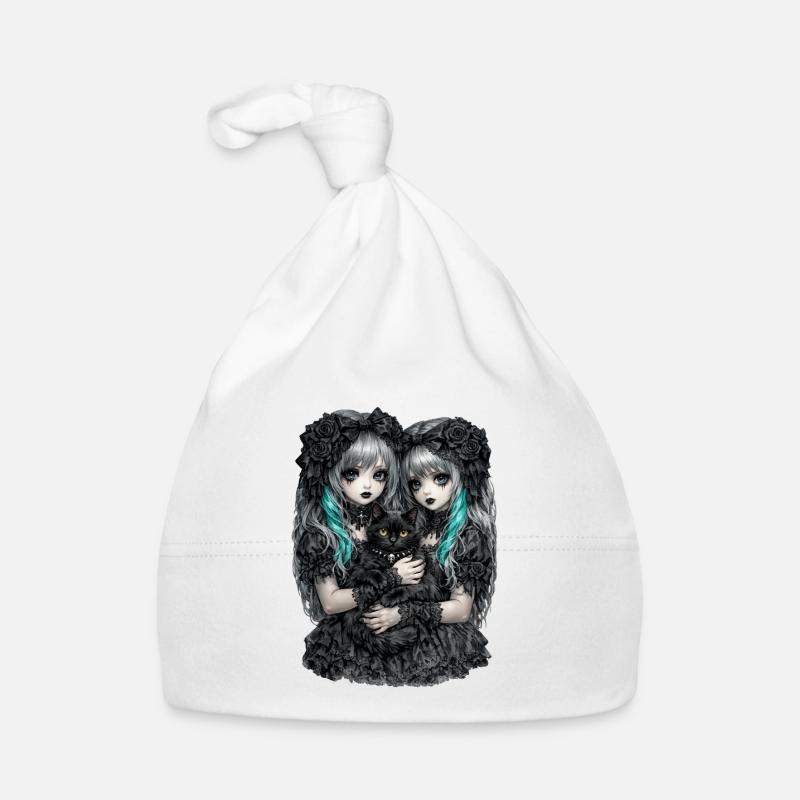 Gothic Zwillinge und schwarze Katze Baby Bio-Mütze