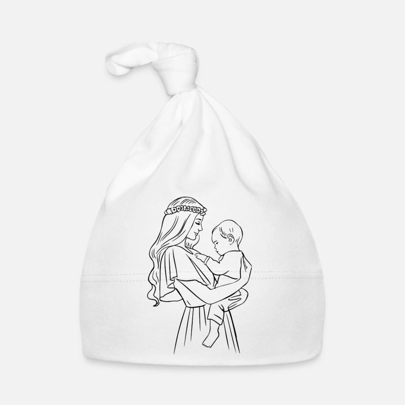 Mutter und Sohn – Schwarze Schablone Baby Bio-Mütze