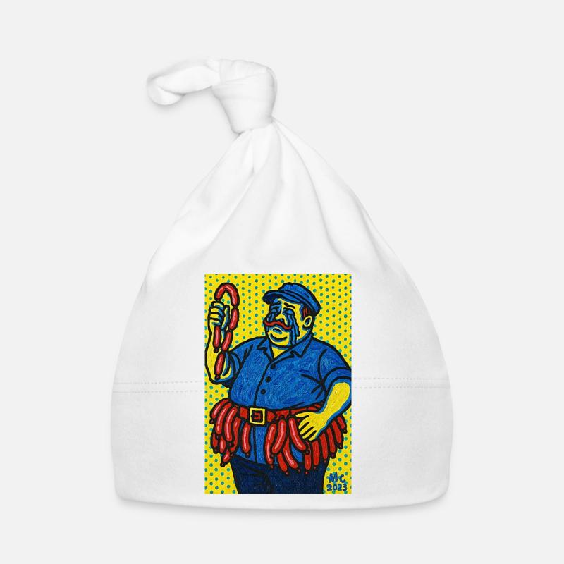 Wurstmann dans le style pop art - Bonnet bio Bébé - blanc