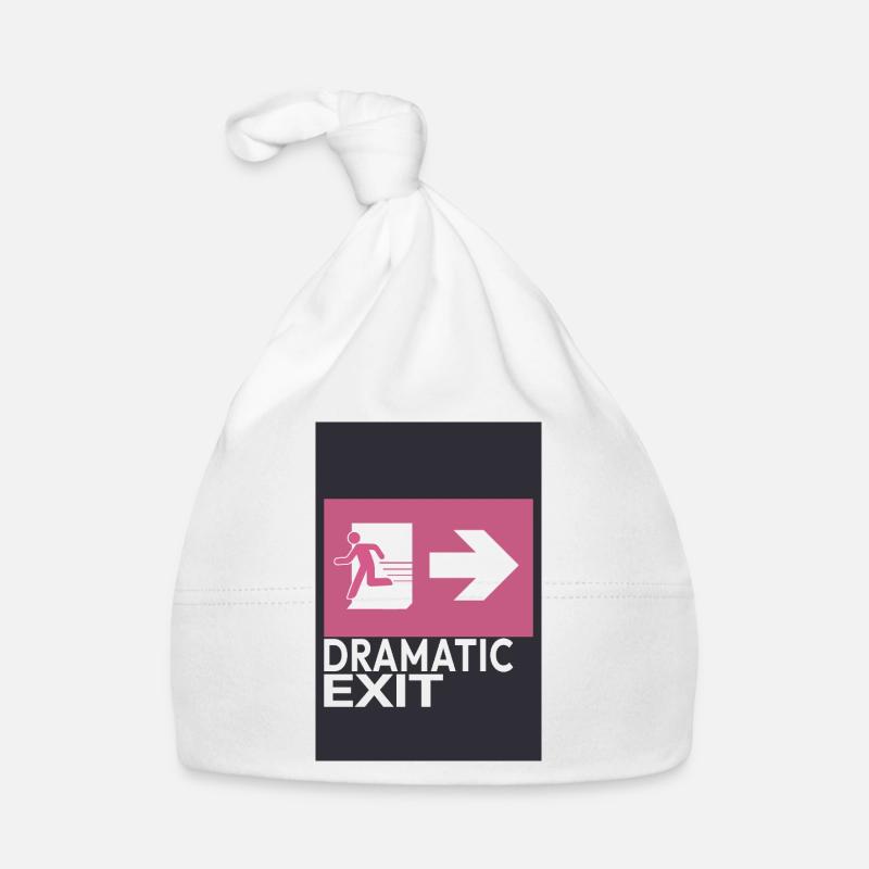 Dramatic Exit Minimal Poster Humor Graphic Organic Baby Cap