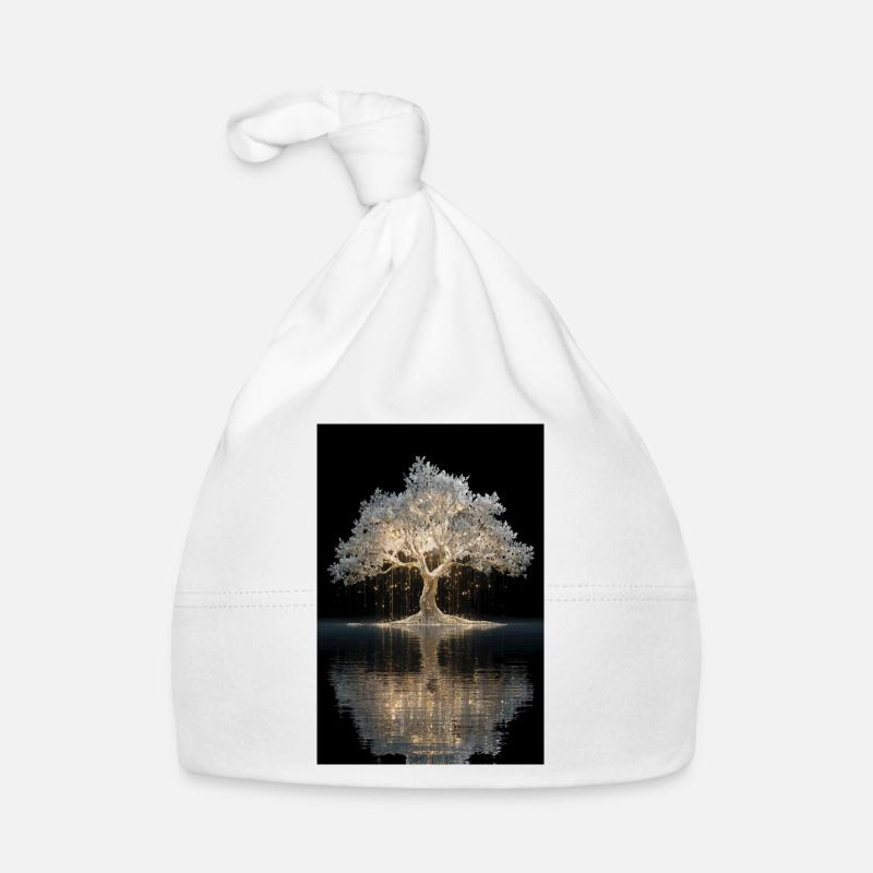 Glowing Golden Tree by Water Organic Baby Cap