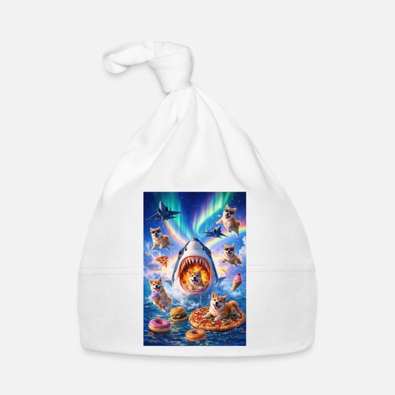 Shark with pizza & space dogs Organic Baby Cap