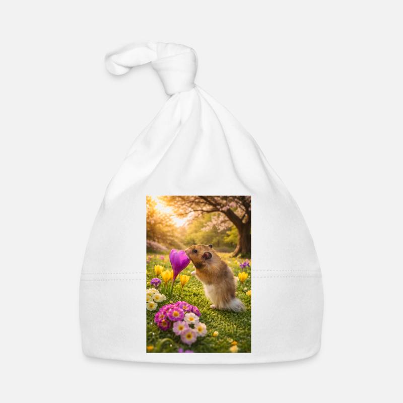 Chico11 : Le début du printemps avec la fleur 2026 - Bonnet bio Bébé - blanc