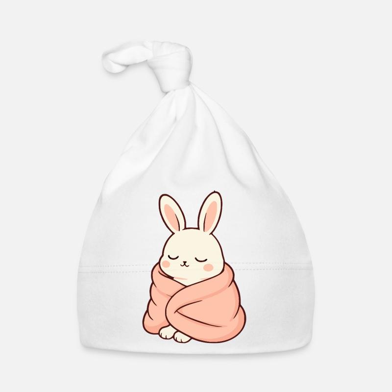 Lapin endormi dans une couverture câline Bonnet bio Bébé