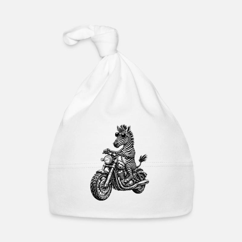 Zebra Motorcycle Rocker with Sunglasses Organic Baby Cap
