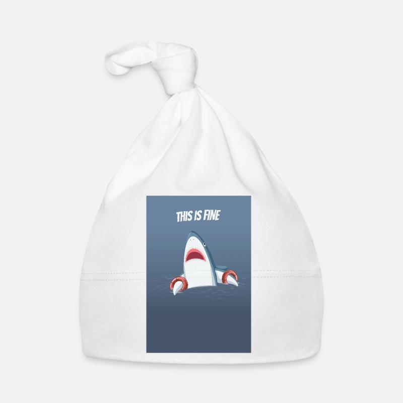 This Is Fine Funny Shark Humor Saying Organic Baby Cap