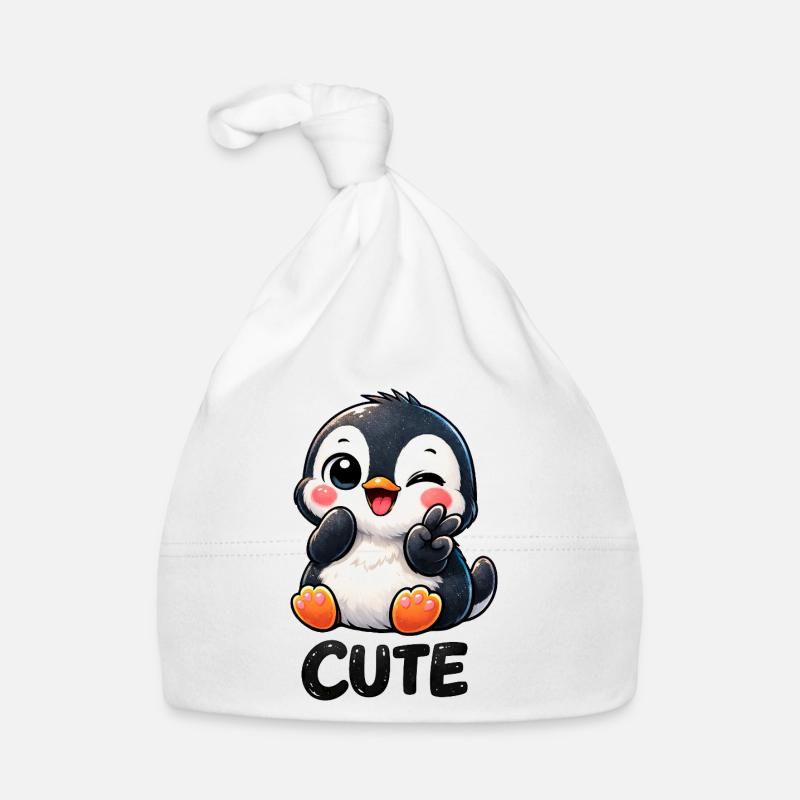 Süßer schüchterner Pinguin Cartoon Chibi Frieden Baby Bio-Mütze