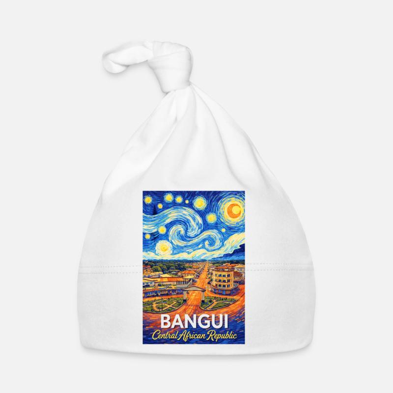 Bangui Cityscape Poster Starry Night Organic Baby Cap