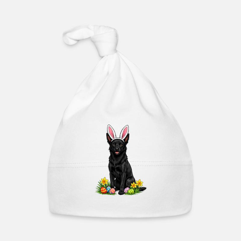 Easter dog with bunny ears and Easter eggs Organic Baby Cap