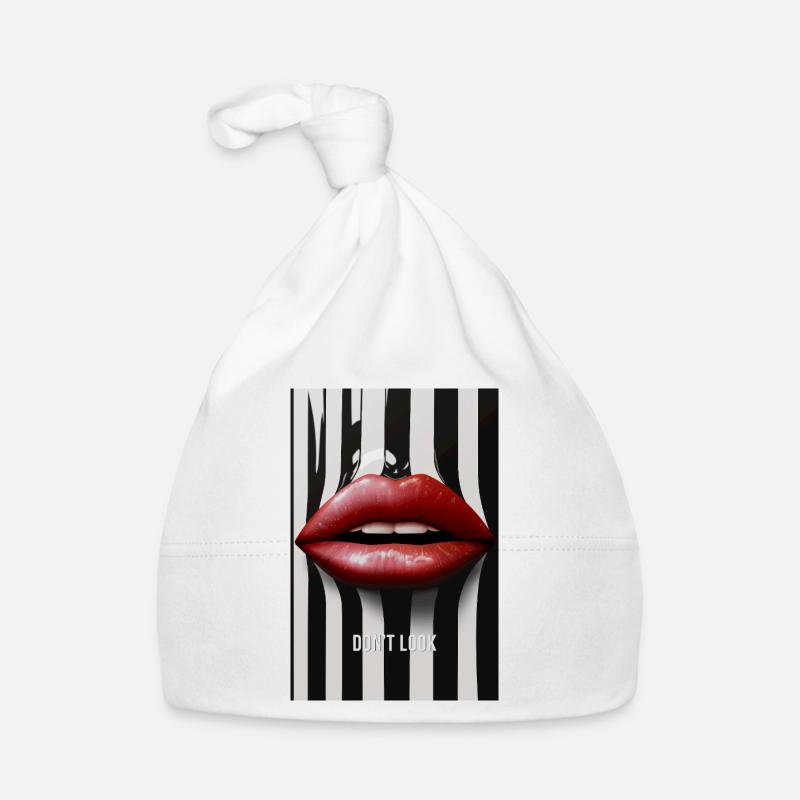 Don't Look Lips Statement Design Organic Baby Cap