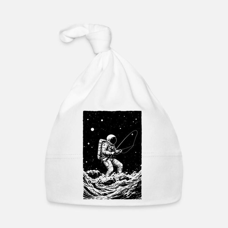 La pêche des astronautes dans l’espace - Bonnet bio Bébé - blanc