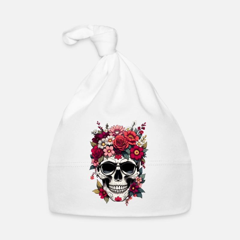 Floral skull with crown Organic Baby Cap