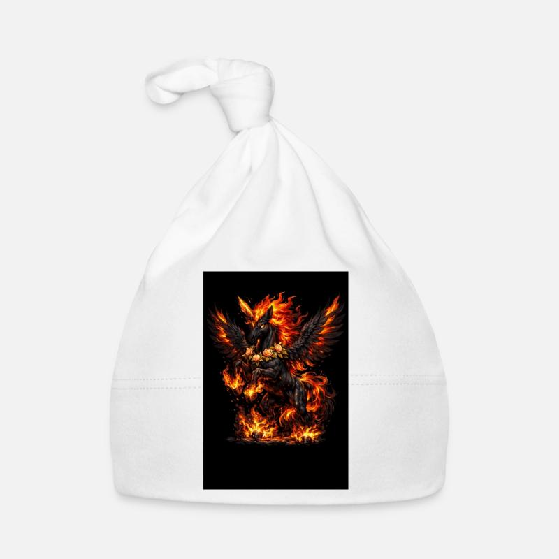 Feuerpegasus mit Blumenkranz Baby Bio-Mütze