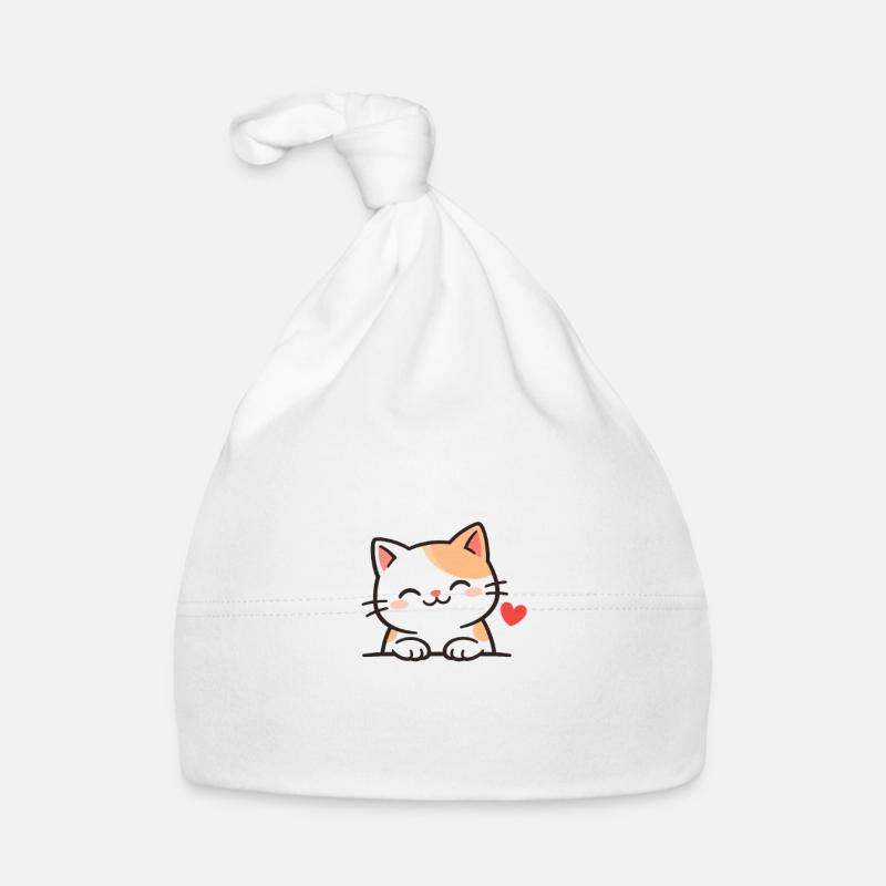 Süßes Kätzchen mit Herz Illustration Baby Bio-Mütze