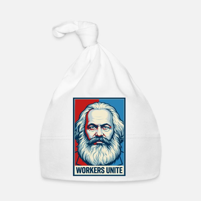 Marx-Porträt: Workers Unite-Plakat Baby Bio-Mütze
