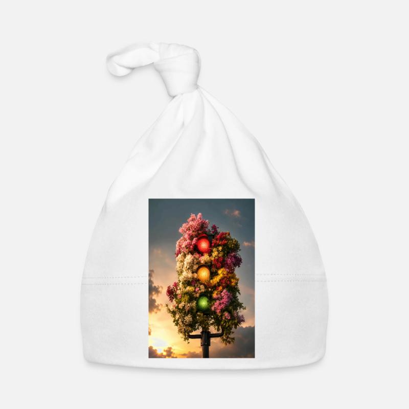 Floral Traffic Light Glow Organic Baby Cap