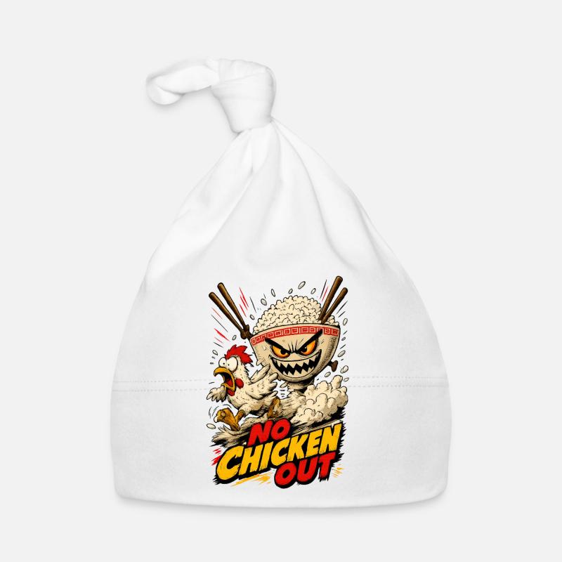Pas de chaos dans le bol de dessins animés Chicken Out - Bonnet bio Bébé - blanc
