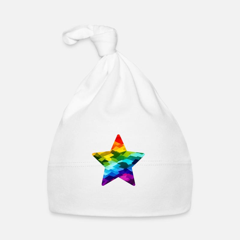 Rainbow Mosaic Star Organic Baby Cap