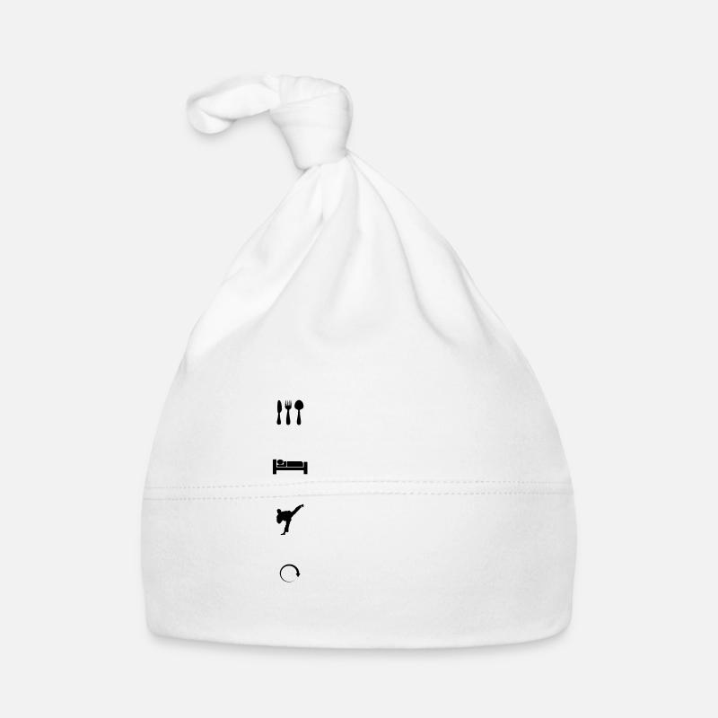 Eat. Sleep. Karate. Repeat. Baby Bio-Mütze