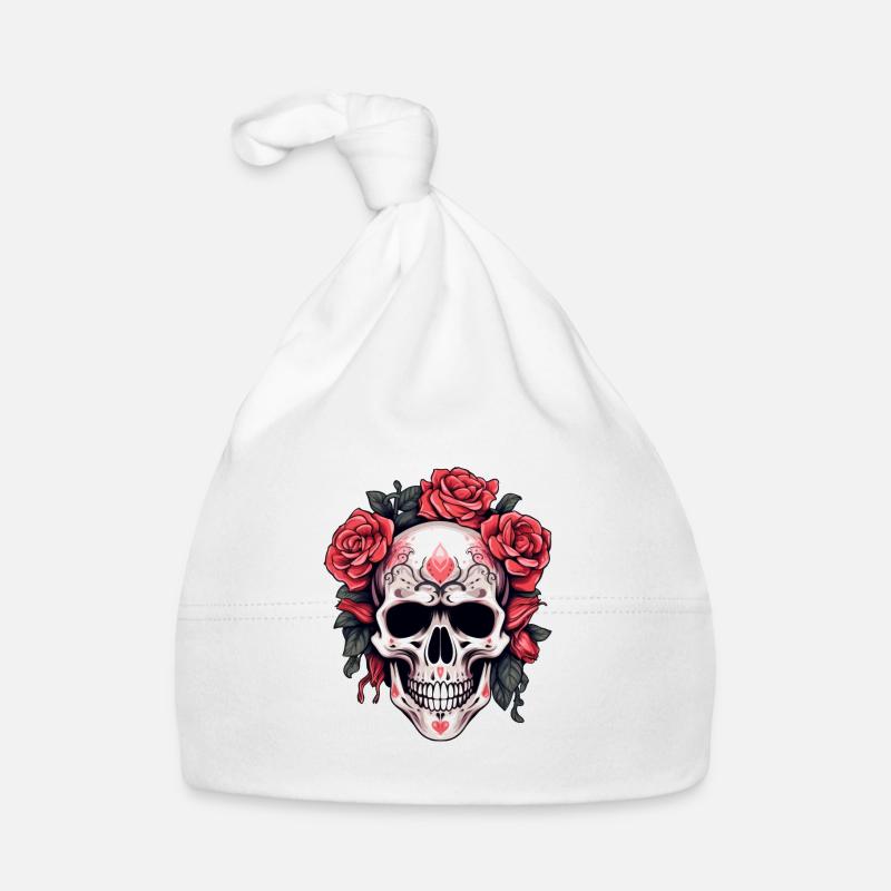 Gothic Totenkopf und Rosen Kunst Baby Bio-Mütze