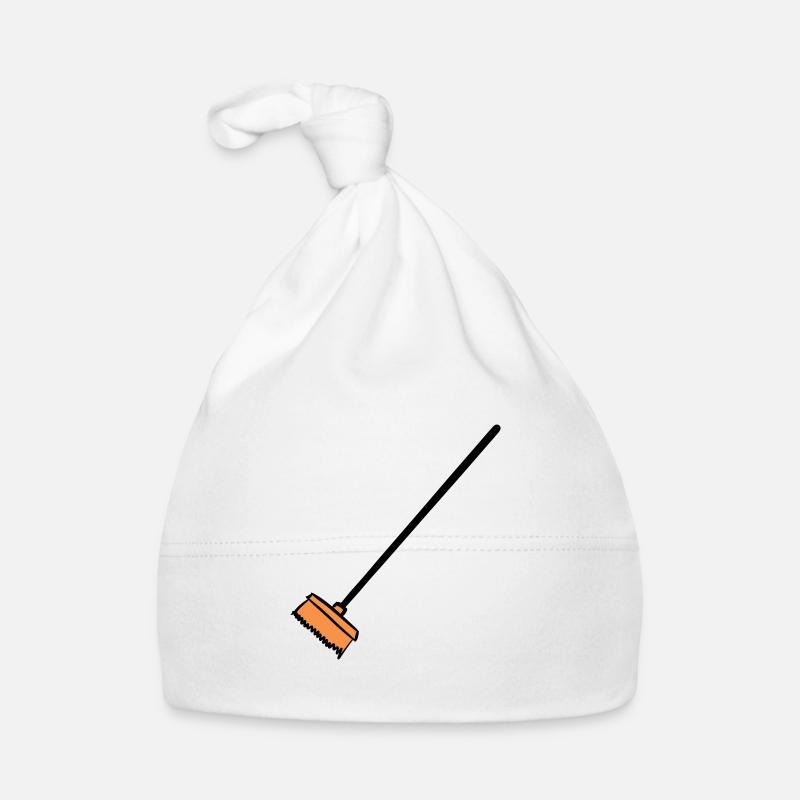 Broom, hand-drawn. Cleaning lady, garbage man Organic Baby Cap