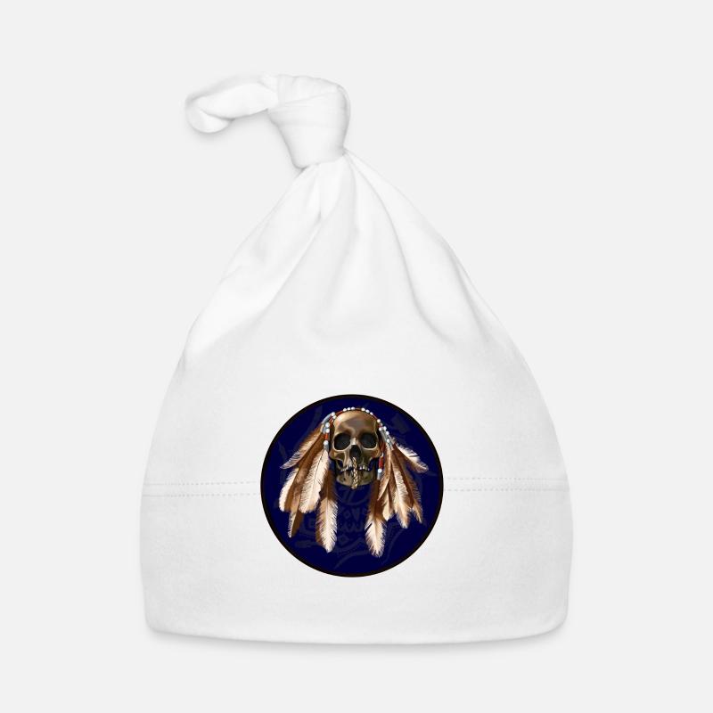 scull with feathers around Organic Baby Cap