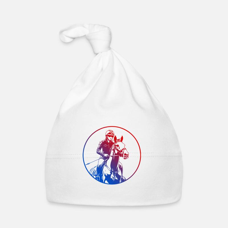 Silhouette de cheval d’équitation coloré - Bonnet bio Bébé - blanc