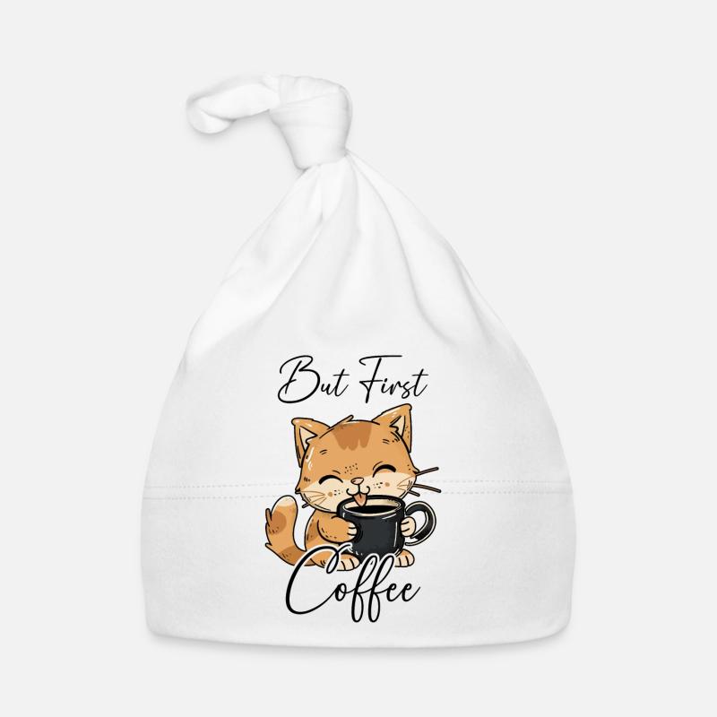 Café de chat Mais premier café du matin Grouch drôle Bonnet bio Bébé