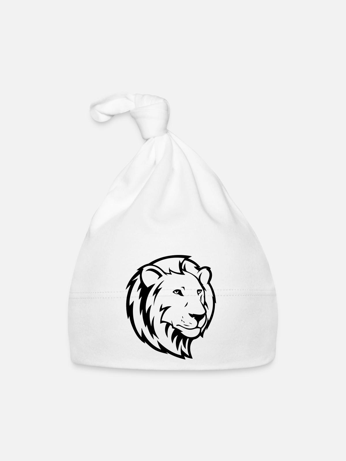 lion - Bonnet bio Bébé - blanc - Devant