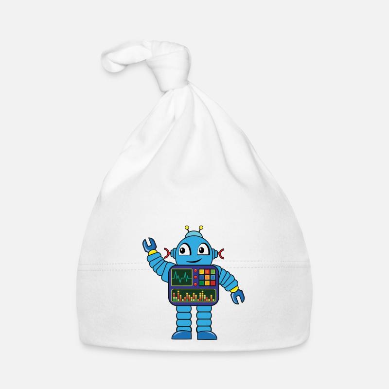 Petit robot bleu Bonnet bio Bébé