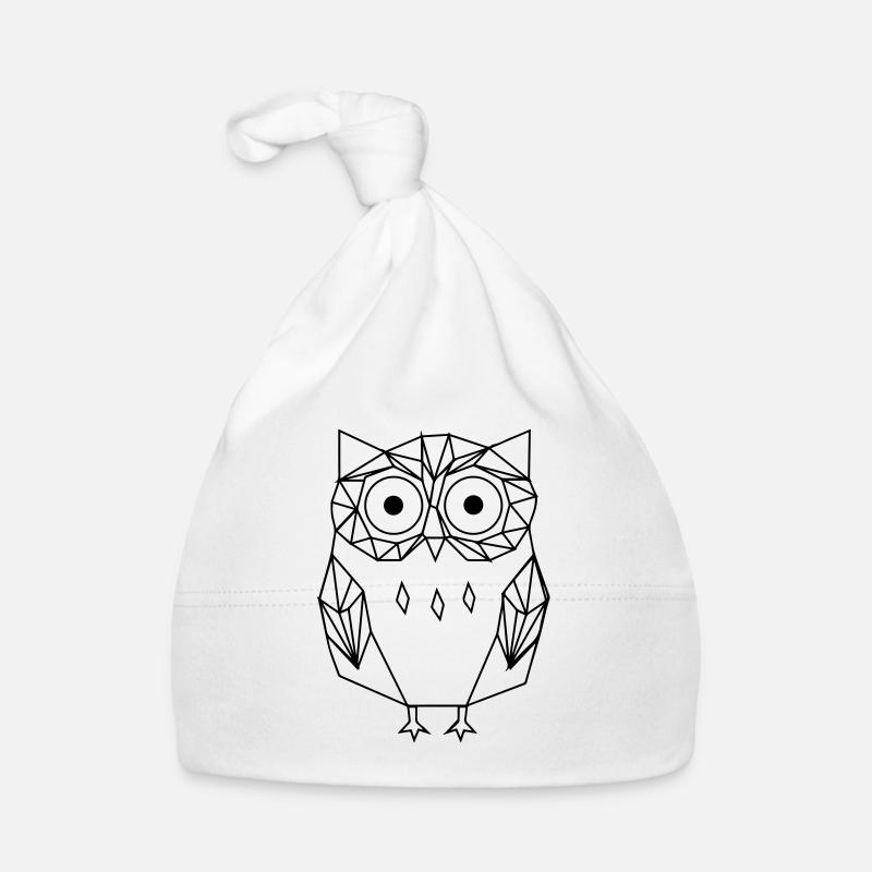 Line drawn black and white owl Organic Baby Cap