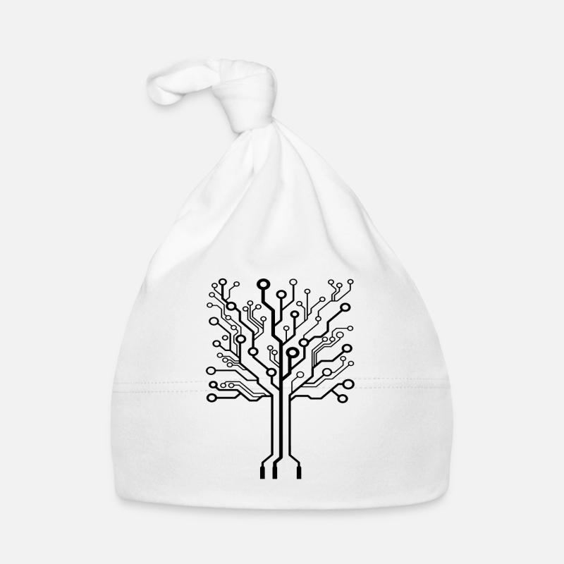 Arbre en circuit imprimé - arbre informatique - Bonnet bio Bébé - blanc