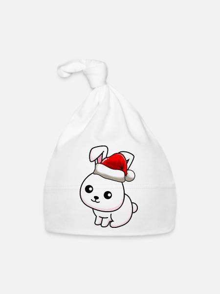 Hase Comic Weihnachten - Baby Bio-Mütze - Weiß - Vorne