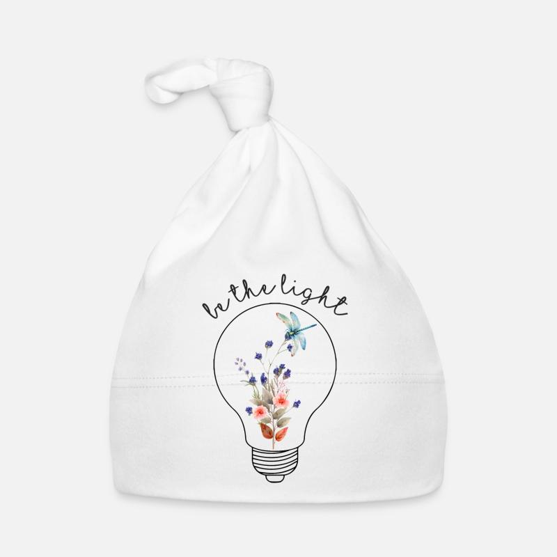 Be the Light A Lightbulb Lamp with Flowers Organic Baby Cap