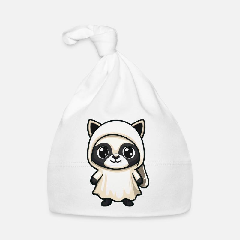 Raccoon Halloween Comic Ghost Organic Baby Cap