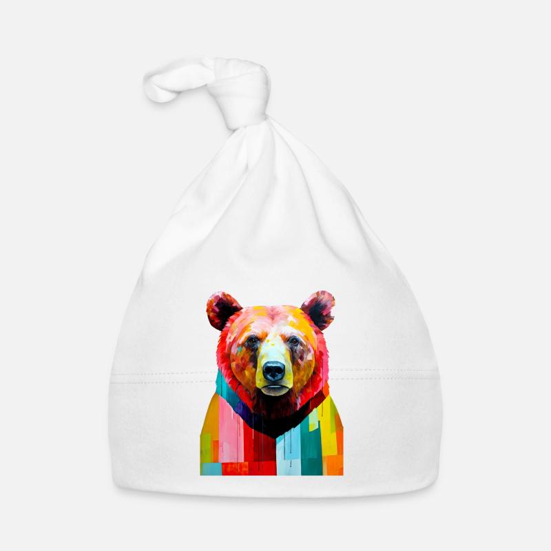 Art animal ours #bear - Bonnet bio Bébé - blanc