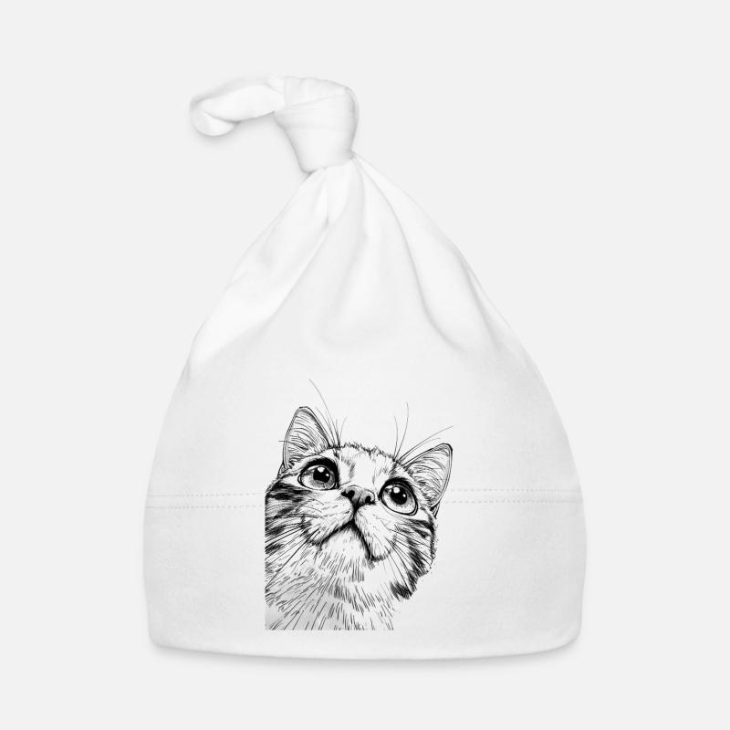 Black and White Mickey Cat Organic Baby Cap