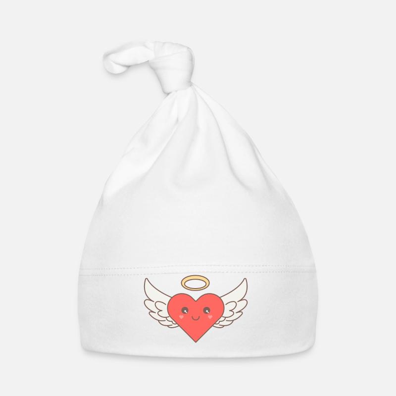 Halo de visage d'aile d'ange coeur doux - Bonnet bio Bébé - blanc