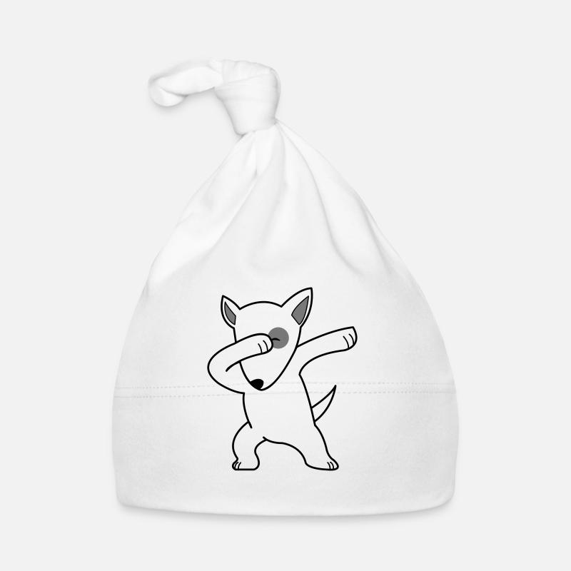 chien tamponnant 02 - Bonnet bio Bébé - blanc