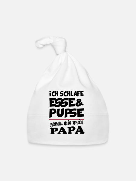 Cadeau d'anniversaire de bébé Eat Sleep Pup Papa - Bonnet bio Bébé - blanc - Devant