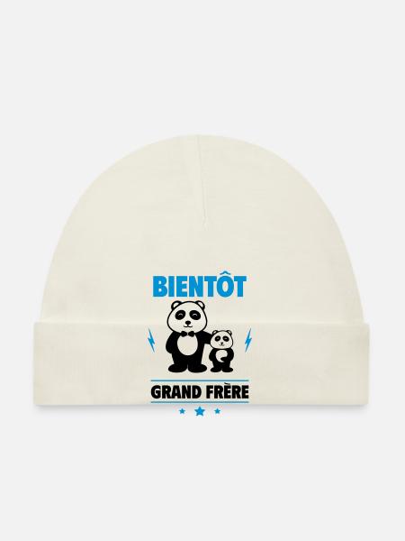 bientôt grand frère, futur grand-frère - Bonnet bio Bébé - blanc - Devant