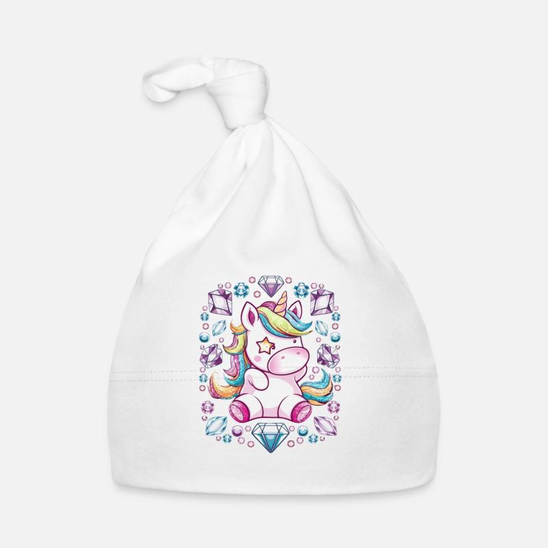Süßes Kawaii Einhorn mit brillianten Farben Baby Bio-Mütze