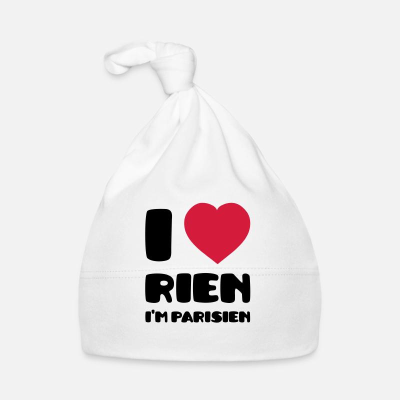 I Love Rien I'm Parisien - Bonnet bio Bébé - blanc