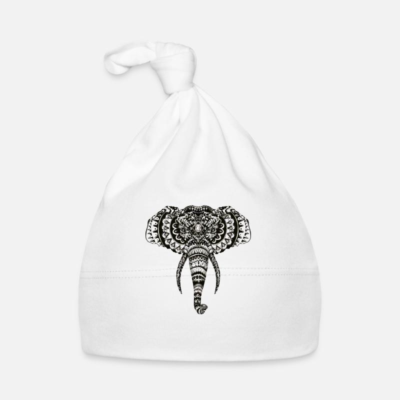 Elephant Zentangle Organic Baby Cap