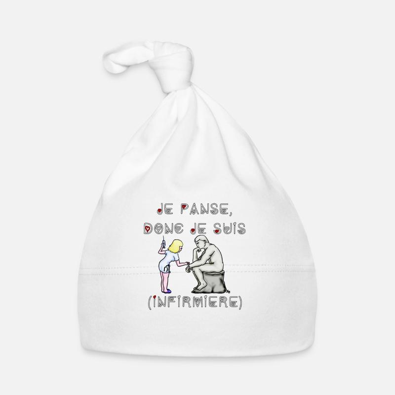 Je Panse donc je suis infirmière - Bonnet bio Bébé - blanc