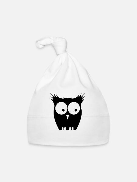 Owl - Organic Baby Cap - white - Front
