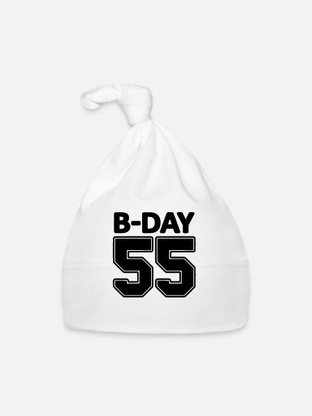 No. 55 / 55e anniversaire jersey Schnapszahl - Bonnet bio Bébé - blanc - Devant